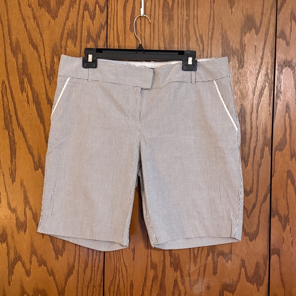 The Limited Collection Shorts Womens 14 Blue White Stripe Cotton Stretch Preppy